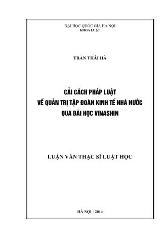 Luận văn Cải cách pháp luật về quản trị tập đoàn kinh tế nhà nước qua bài học VinaShin