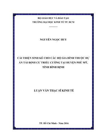 Luận văn Cải thiện sinh kế cho các hộ gia đình thuộc dự án tái định cư triều cường tại huyện Phù Mỹ, tỉnh Bình Định