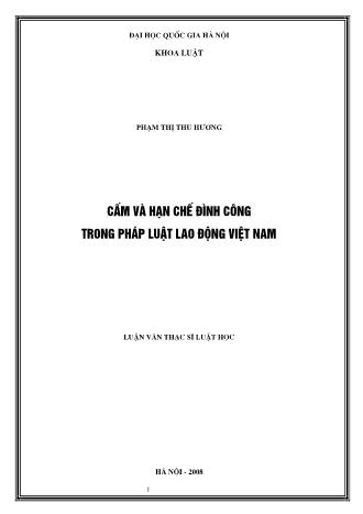 Luận văn Cấm và hạn chế đình công trong pháp luật lao động Việt Nam