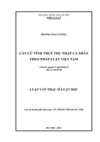 Luận văn Căn cứ tính thuế thu nhập cá nhân theo pháp luật Việt Nam