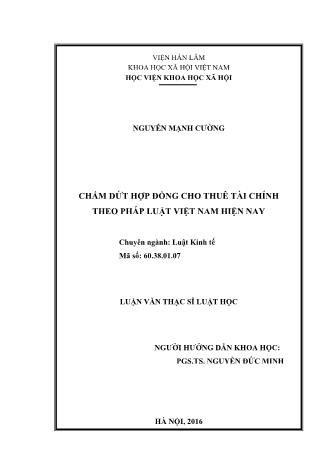 Luận văn Chấm dứt hợp đồng cho thuê tài chính theo pháp luật Việt Nam hiện nay