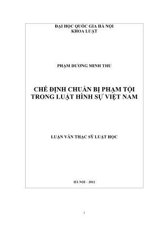 Luận văn Chế định chuẩn bị phạm tội trong luật hình sự Việt Nam