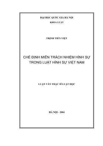 Luận văn Chế định miễn trách nhiệm hình sự trong luật hình sự Việt Nam