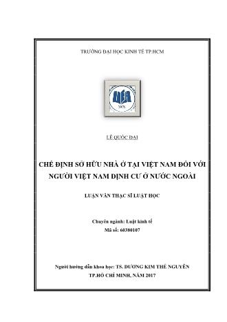 Luận văn Chế định sở hữu nhà ở tại Việt Nam đối với người Việt Nam định cư ở nước ngoài