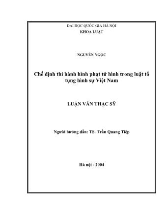 Luận văn Chế định thi hành hình phạt tử hình trong luật tố tụng hình sự Việt Nam