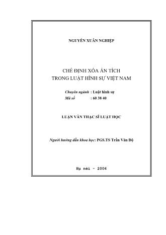 Luận văn Chế định xóa án tích trong luật hình sự Việt Nam