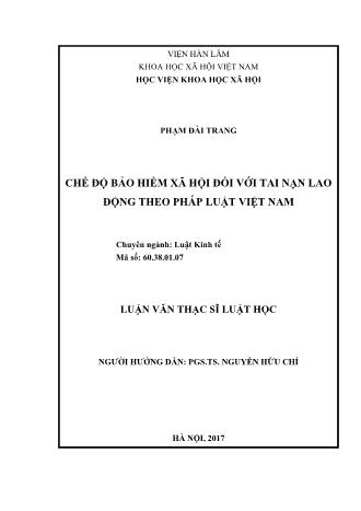 Luận văn Chế độ bảo hiểm xã hội đối với tai nạn lao động theo pháp luật Việt Nam