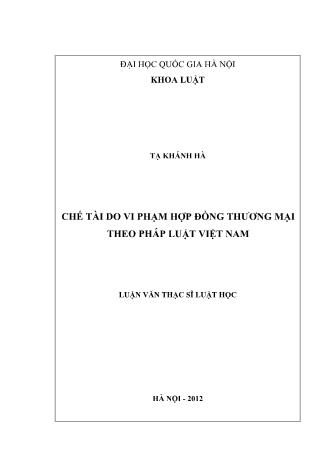 Luận văn Chế tài do vi phạm hợp đồng thương mại theo pháp luật Việt Nam