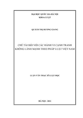 Luận văn Chế tài đối với các hành vi cạnh tranh không lành mạnh theo pháp luật Việt Nam