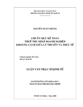 Luận văn Chuẩn mực kế toán thuế thu nhập doanh nghiệp khoảng cách giữa lý thuyết và thực tế