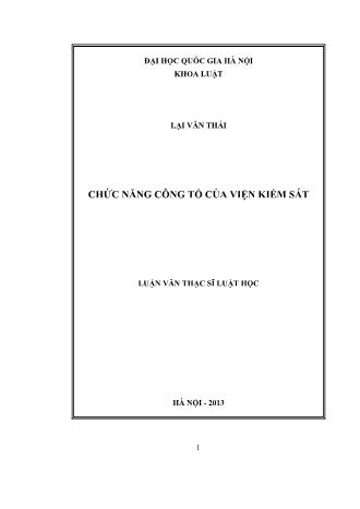 Luận văn Chức năng công tố của viện kiểm sát