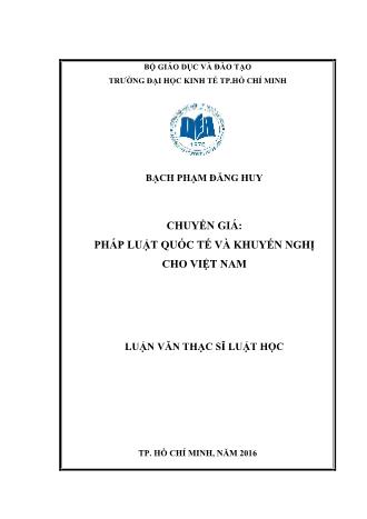 Luận văn Chuyển giá: Pháp luật quốc tế và khuyến nghị cho Việt Nam