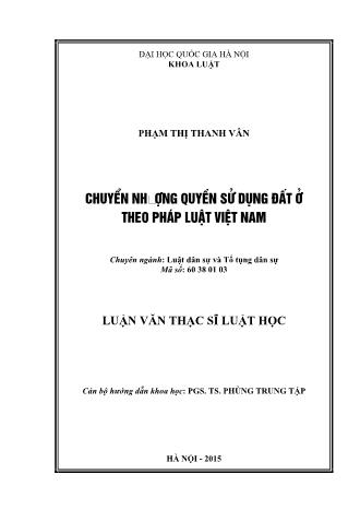 Luận văn Chuyển nhượng quyền sử dụng đất ở theo pháp luật Việt Nam