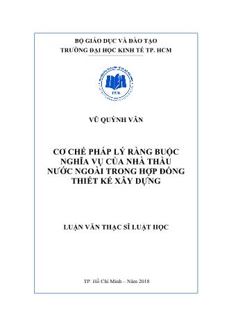 Luận văn Cơ chế pháp lý ràng buộc nghĩa vụ của nhà thầu nước ngoài trong hợp đồng thiết kế xây dựng