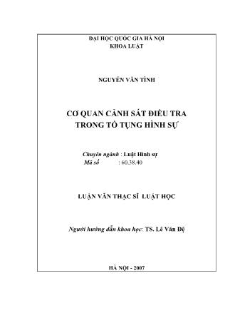 Luận văn Cơ quan cảnh sát điều tra trong tố tụng hình sự