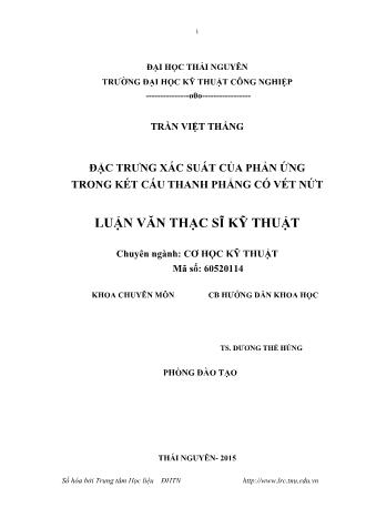 Luận văn Đặc trưng xác suất của phản ứng trong kết cấu thanh phẳng có vết nứt