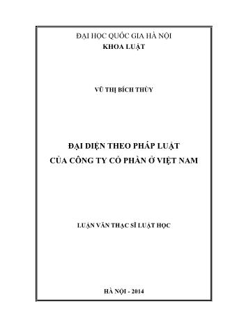 Luận văn Đại diện theo pháp luật của công ty cổ phần ở Việt Nam