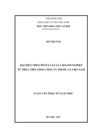 Luận văn Đại diện theo pháp luật của doanh nghiệp từ thực tiễn tổng công ty thuốc lá Việt Nam