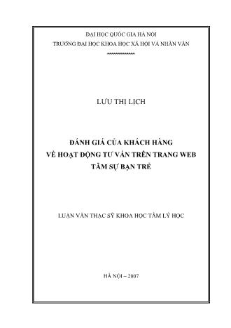 Luận văn Đánh giá của khách hàng về hoạt động tư vấn trên trang web tâm sự bạn trẻ