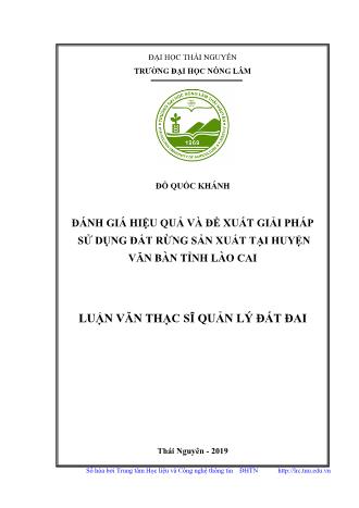 Luận văn Đánh giá hiệu quả và đề xuất giải pháp sử dụng đất rừng sản xuất tại huyện Văn Bàn tỉnh Lào Cai