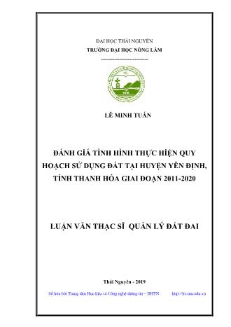 Luận văn Đánh giá tình hình thực hiện quy hoạch sử dụng đất tại huyện Yên Định, tỉnh Thanh Hóa giai đoạn 2011-2020