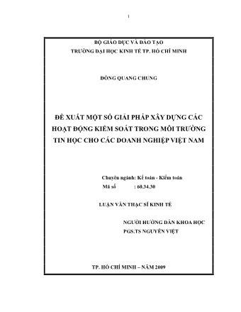 Luận văn Đề xuất một số giải pháp xây dựng các hoạt động kiểm soát trong môi trường tin học cho các doanh nghiệp Việt Nam