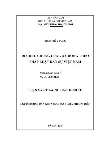 Luận văn Di chúc chung của vợ chồng theo pháp luật dân sự Việt Nam