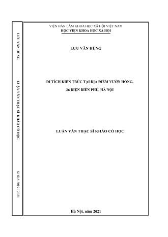 Luận văn Di tích kiến trúc tại địa điểm vườn hồng 36 Điện Biên Phủ, Hà Nội