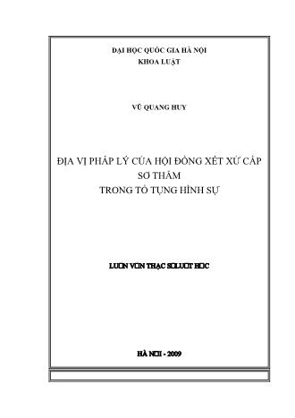 Luận văn Địa vị pháp lý của hội đồng xét xử cấp sơ thẩm trong tố tụng hình sự