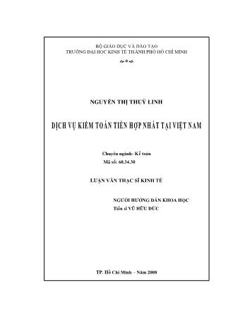 Luận văn Dịch vụ kiểm toán tiền hợp nhất tại Việt Nam