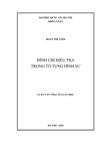 Luận văn Đình chỉ điều tra trong tố tụng hình sự