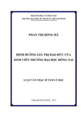 Luận văn Định hướng giá trị đạo đức của sinh viên trường đại học Đồng Nai