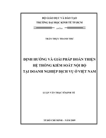 Luận văn Định hướng và giải pháp hoàn thiện hệ thống kiểm soát nội bộ tại doanh nghiệp dịch vụ ở Việt Nam