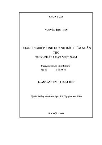 Luận văn Doanh nghiệp kinh doanh bảo hiểm nhân thọ theo pháp luật Việt Nam