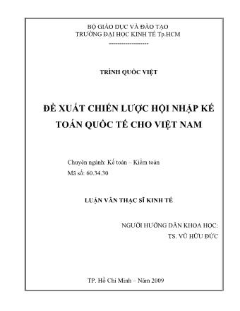 Luận văn Ðề xuất chiến lược hội nhập kế toán quốc tế cho Việt Nam