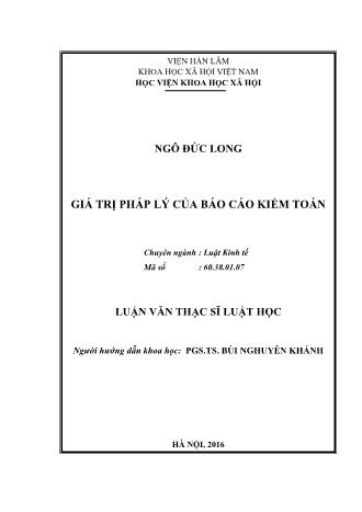 Luận văn Giá trị pháp lý của Báo cáo kiểm toán