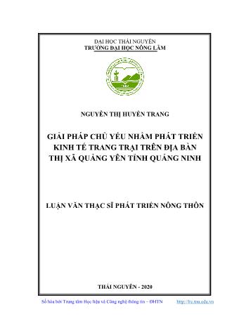 Luận văn Giải pháp chủ yếu nhằm phát triển kinh tế trang trại trên địa bàn thị xã Quảng Yên tỉnh Quảng Ninh