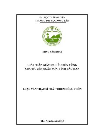 Luận văn Giải pháp giảm nghèo bền vững cho huyện Ngân Sơn, tỉnh Bắc Kạn