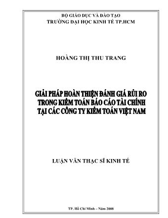 Luận văn Giải pháp hoàn thiện đánh giá rủi ro trong kiểm toán Báo cáo tài chính tại các công ty kiểm toán Việt Nam