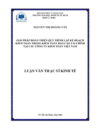 Luận văn Giải pháp hoàn thiện quy trình lập kế hoạch kiểm toán trong kiểm toán Báo cáo tài chính tại các công ty kiểm toán Việt Nam