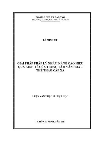 Luận văn Giải pháp pháp lý nhằm nâng cao hiệu quả kinh tế của trung tâm văn hóa – thể thao cấp xã