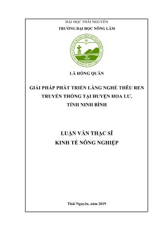 Luận văn Giải pháp phát triển làng nghề thêu ren truyền thống tại huyện Hoa Lư, tỉnh Ninh Bình