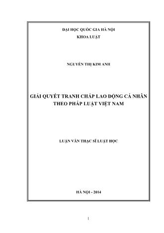 Luận văn Giải quyết tranh chấp lao động cá nhân theo pháp luật Việt Nam
