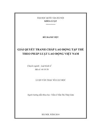 Luận văn Giải quyết tranh chấp lao động tập thể theo pháp luật lao động Việt Nam