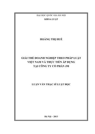 Luận văn Giải thể doanh nghiệp theo pháp luật Việt Nam và thực tiễn áp dụng tại công ty cổ phần JM