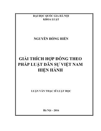 Luận văn Giải thích hợp đồng theo pháp luật dân sự Việt Nam hiện hành