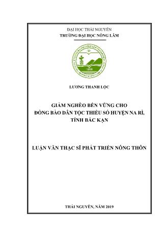 Luận văn Giảm nghèo bền vững cho đồng bào dân tộc thiểu số huyện Na Rì, tỉnh Bắc Kạn