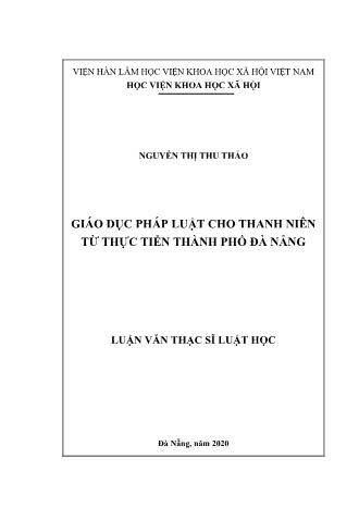 Luận văn Giáo dục pháp luật cho thanh niên từ thực tiễn Thành phố Đà Nẵng