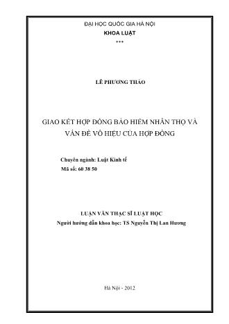 Luận văn Giao kết hợp đồng bảo hiểm nhân thọ và vấn đề vô hiệu của hợp đồng