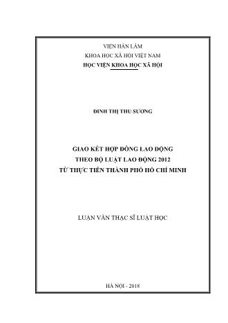 Luận văn Giao kết hợp đồng lao động theo bộ luật lao động 2012 từ thực tiễn Thành phố Hồ Chí Minh